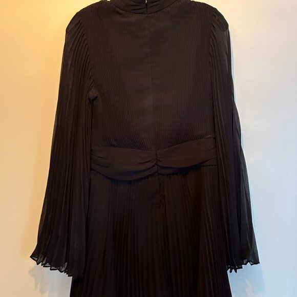 NWT Milly Rosemary Pleated Mock-Neck Chiffon Mini Dress - Picture 4 of 7
